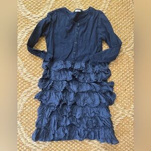 Crewcuts Navy Ruffle Button-Front Kids / Girls Dress